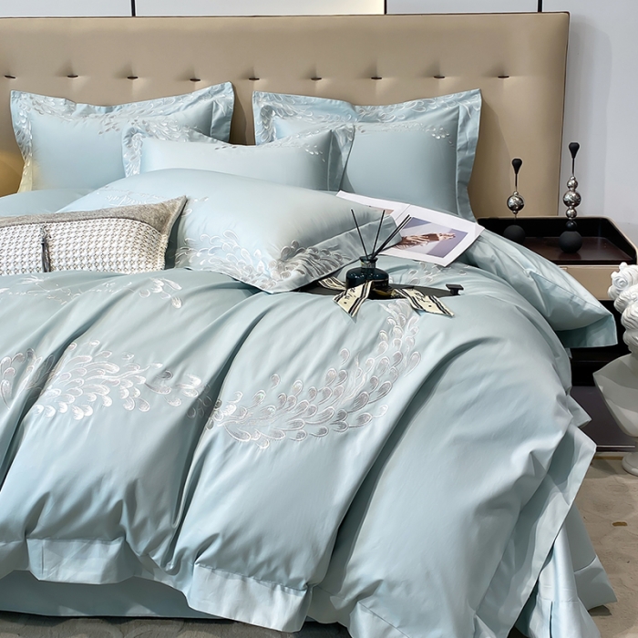 91家纺网 家纺一手货源 找家纺 亲亲公主 2025新款100支全棉四件套-羽衣 羽衣绿色