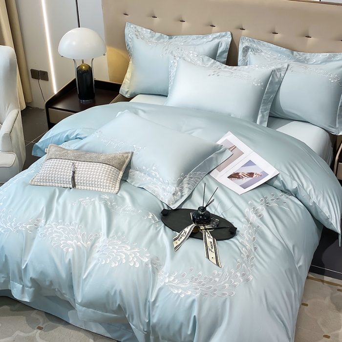 91家纺网 家纺一手货源 找家纺 亲亲公主 2025新款100支全棉四件套-羽衣 羽衣绿色