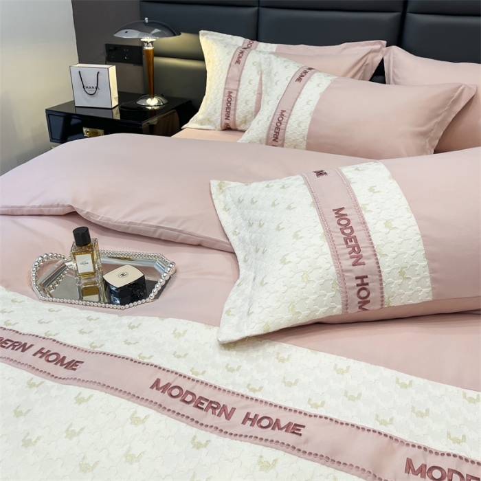 91家纺网 家纺一手货源 找家纺 (总) 布可 2025新款千鸟格立体雕花刺绣四件套