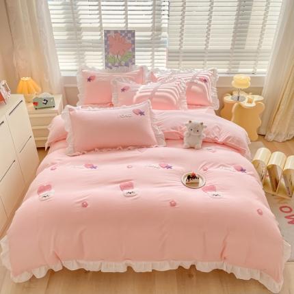 易禾 2024新款 爱心小熊系列四件套 爱心小熊粉