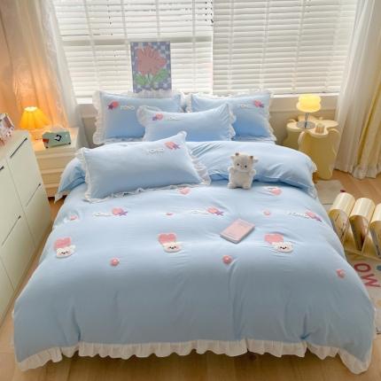 易禾 2024新款 爱心小熊系列四件套 爱心小熊蓝