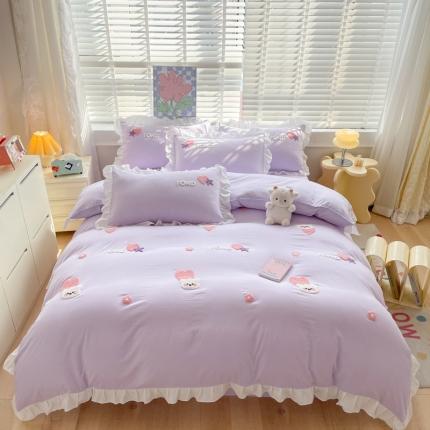 易禾 2024新款 爱心小熊系列四件套 爱心小熊紫