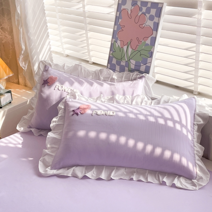 91家纺网 家纺一手货源 找家纺 易禾 2024新款 爱心小熊系列四件套 爱心小熊紫