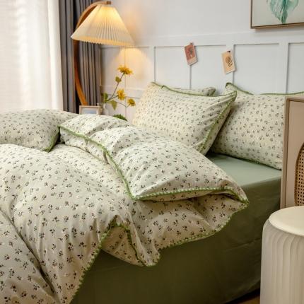 91家纺网 家纺一手货源 找家纺 （总）乐居坊2023新款印花水洗双层纱贝壳绣四件套