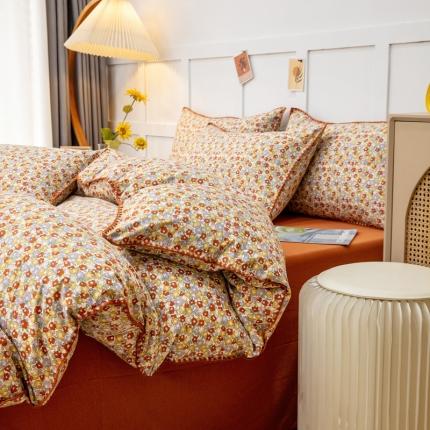 91家纺网 家纺一手货源 找家纺 （总）乐居坊2023新款印花水洗双层纱贝壳绣四件套