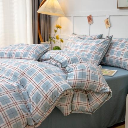 91家纺网 家纺一手货源 找家纺 （总）乐居坊2023新款印花水洗双层纱贝壳绣四件套