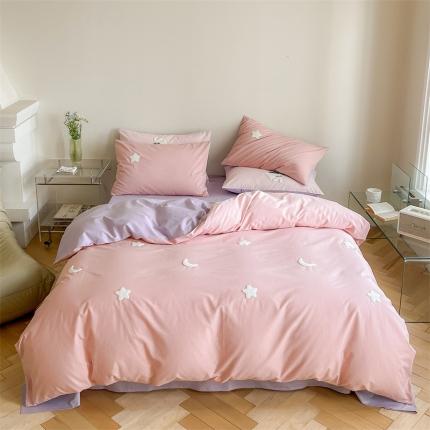 91家纺网 家纺一手货源 找家纺 时年 全棉水洗棉毛巾绣系列 40水洗-粉星星