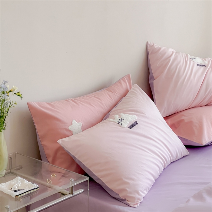 91家纺网 家纺一手货源 找家纺 时年 全棉水洗棉毛巾绣系列 40水洗-邦尼兔粉