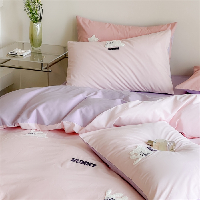 91家纺网 家纺一手货源 找家纺 时年 全棉水洗棉毛巾绣系列 40水洗-邦尼兔粉