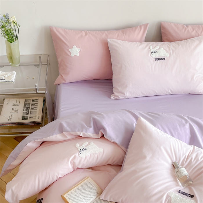 91家纺网 家纺一手货源 找家纺 时年 全棉水洗棉毛巾绣系列 40水洗-邦尼兔粉