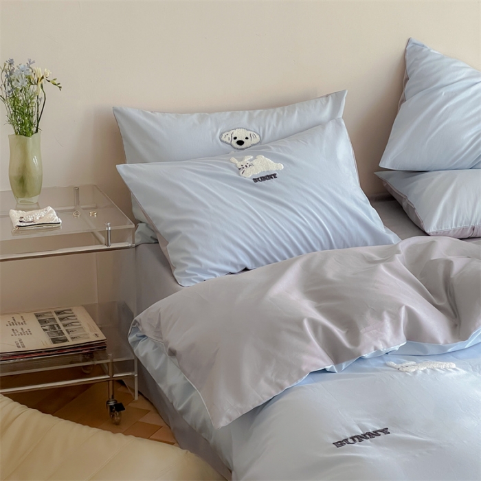 91家纺网 家纺一手货源 找家纺 时年 全棉水洗棉毛巾绣系列 40水洗-邦尼兔蓝