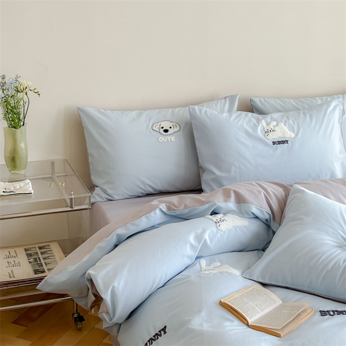 91家纺网 家纺一手货源 找家纺 时年 全棉水洗棉毛巾绣系列 40水洗-邦尼兔蓝