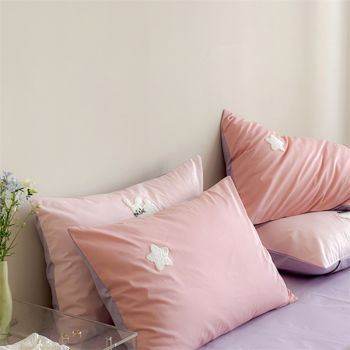 91家纺网 家纺一手货源 找家纺 时年 全棉水洗棉毛巾绣系列 40水洗-粉星星