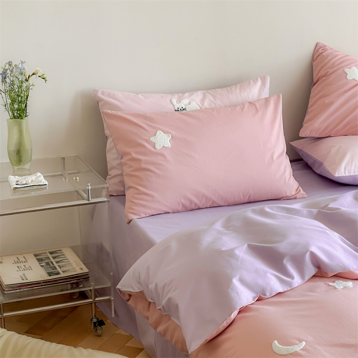 91家纺网 家纺一手货源 找家纺 时年 全棉水洗棉毛巾绣系列 40水洗-粉星星