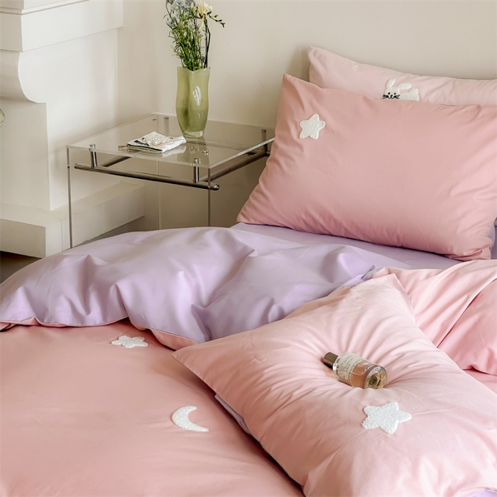 91家纺网 家纺一手货源 找家纺 时年 全棉水洗棉毛巾绣系列 40水洗-粉星星