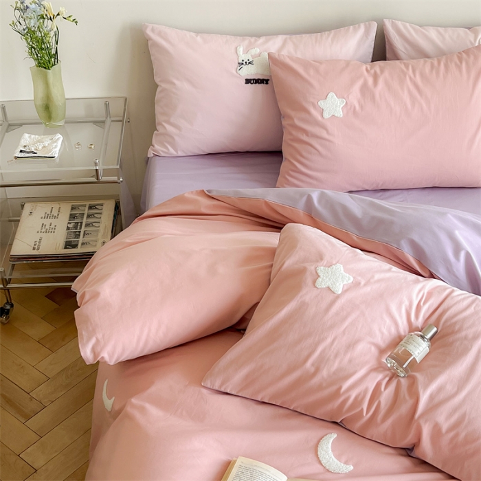 91家纺网 家纺一手货源 找家纺 时年 全棉水洗棉毛巾绣系列 40水洗-粉星星