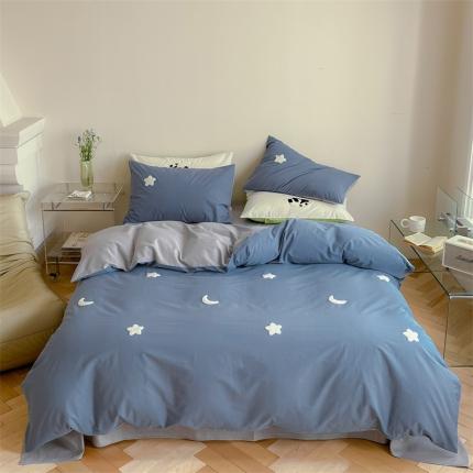 时年 全棉水洗棉毛巾绣系列 40水洗-蓝星星