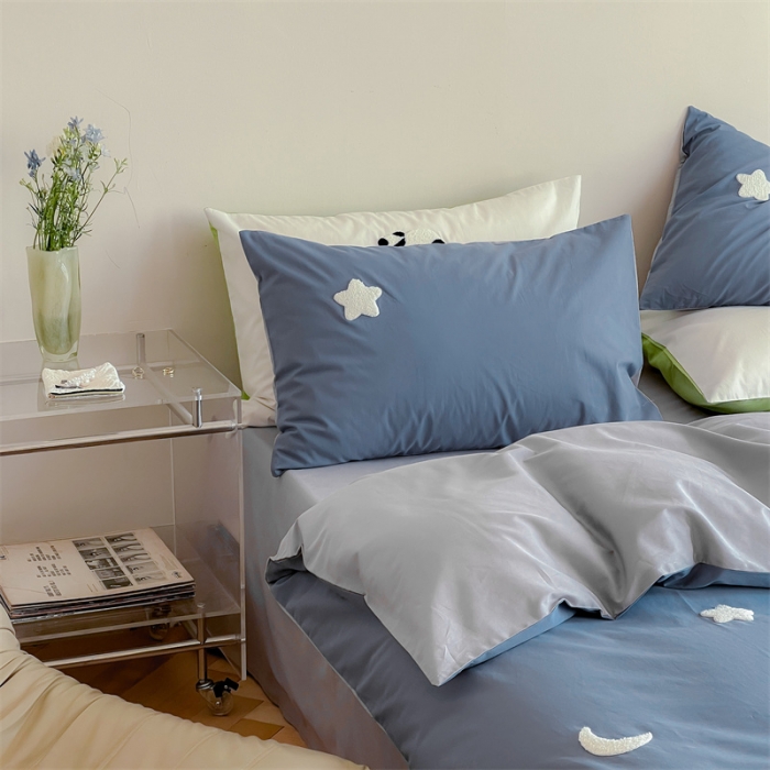 91家纺网 家纺一手货源 找家纺 时年 全棉水洗棉毛巾绣系列 40水洗-蓝星星