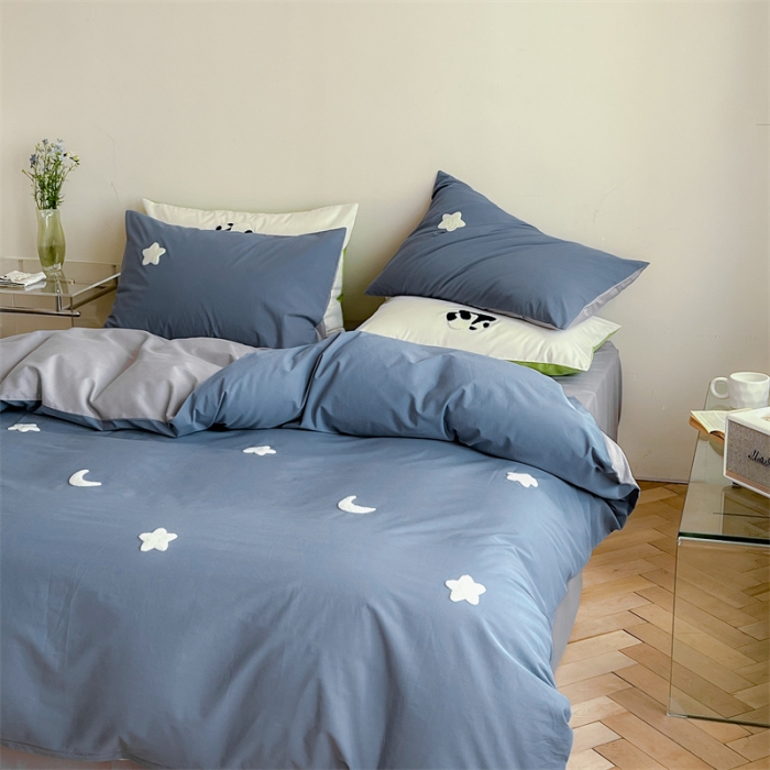 91家纺网 家纺一手货源 找家纺 时年 全棉水洗棉毛巾绣系列 40水洗-蓝星星