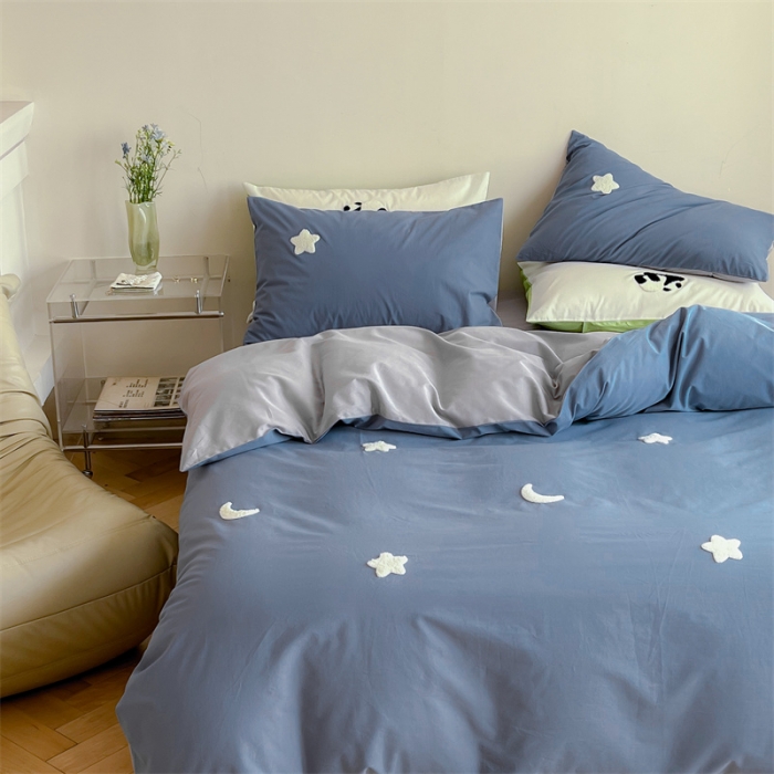 91家纺网 家纺一手货源 找家纺 时年 全棉水洗棉毛巾绣系列 40水洗-蓝星星