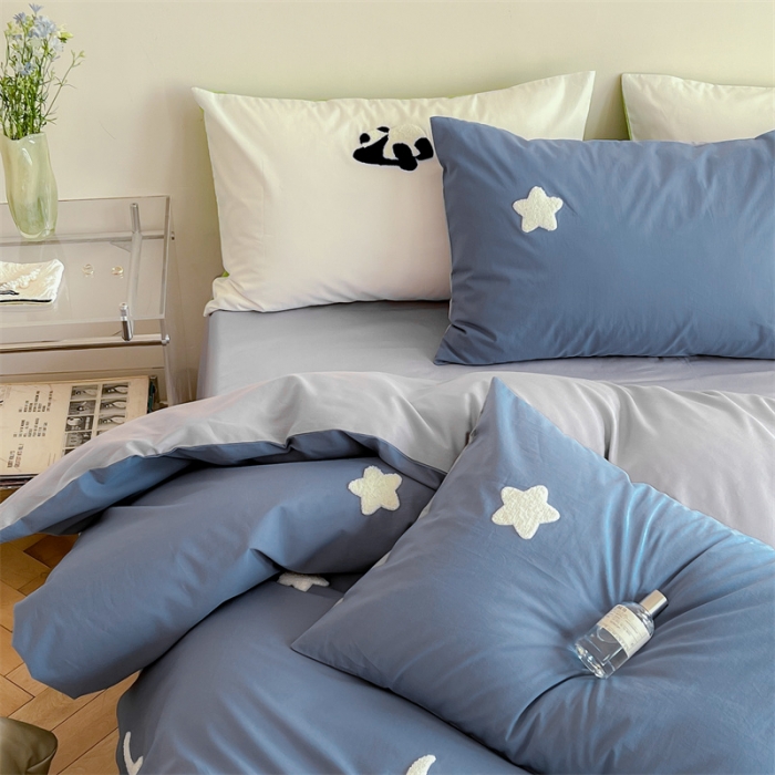 91家纺网 家纺一手货源 找家纺 时年 全棉水洗棉毛巾绣系列 40水洗-蓝星星