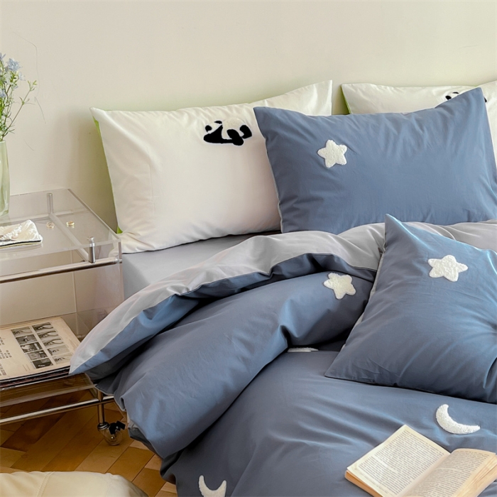 91家纺网 家纺一手货源 找家纺 时年 全棉水洗棉毛巾绣系列 40水洗-蓝星星