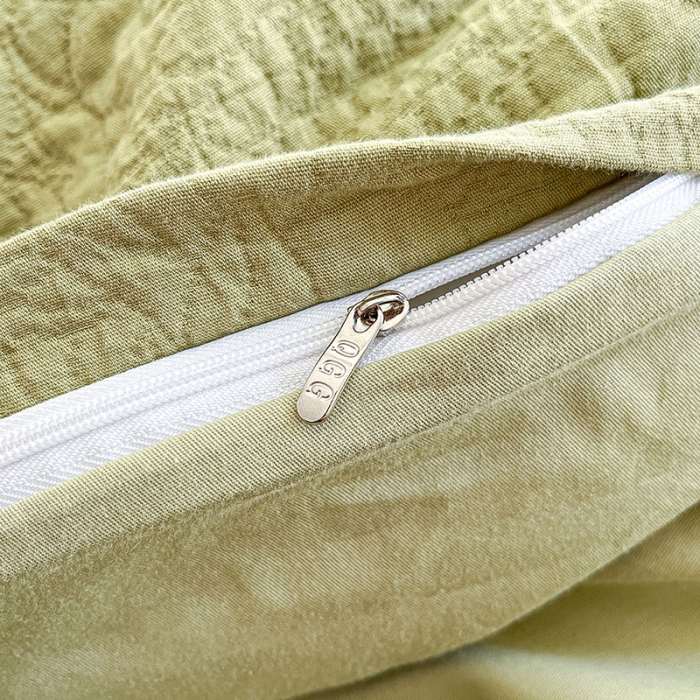 91家纺网 家纺一手货源 找家纺 琪格格 2023新款A类纯棉加厚三层纱山茶花套件 山茶花-纯果绿