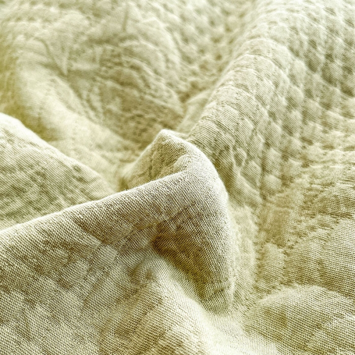 91家纺网 家纺一手货源 找家纺 琪格格 2023新款A类纯棉加厚三层纱山茶花套件 山茶花-纯果绿