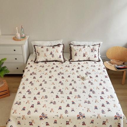 91家纺网 家纺一手货源 找家纺 （总）有货 2023新款全棉棉花酵素纱洗床盖三件套