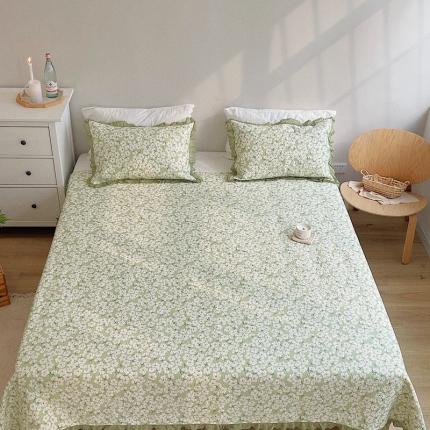 91家纺网 家纺一手货源 找家纺 有货 2023新款全棉棉花酵素纱洗床盖三件套 绿萌