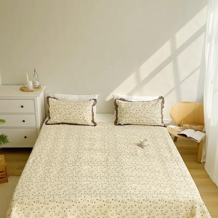 有货 2023新款全棉棉花酵素纱洗床盖三件套 爱心熊