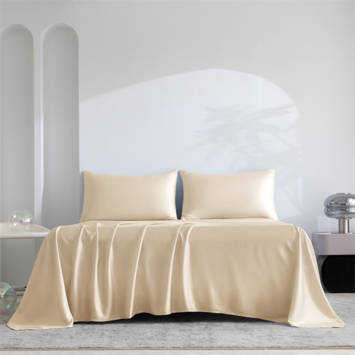 91家纺网 家纺一手货源 找家纺 轩和 2025新款50支纯色天丝单床单 奶酪黄