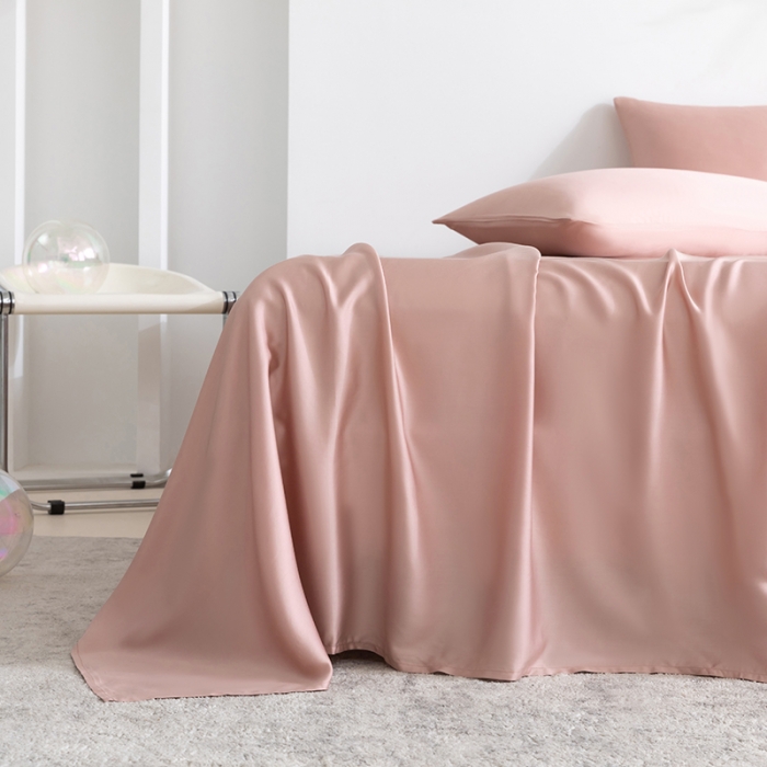 91家纺网 家纺一手货源 找家纺 轩和 2025新款50支纯色天丝单床单 胭脂粉