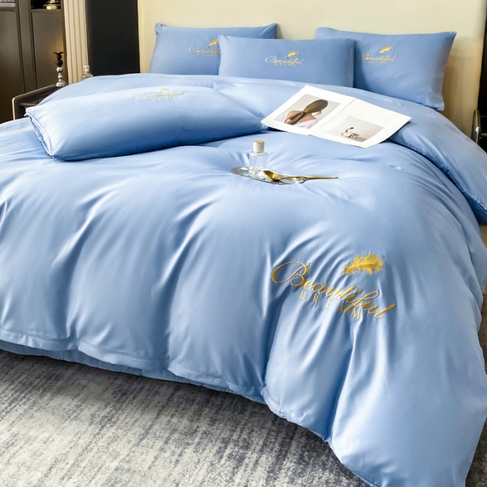 91家纺网 家纺一手货源 找家纺 （总）红日子纺织品 2023新款水洗真丝绣花四件套