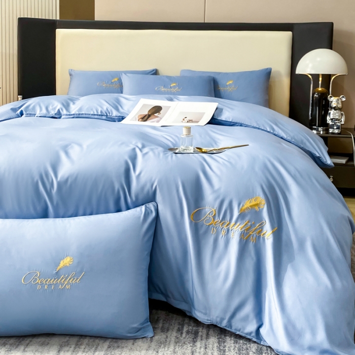 91家纺网 家纺一手货源 找家纺 （总）红日子纺织品 2023新款水洗真丝绣花四件套