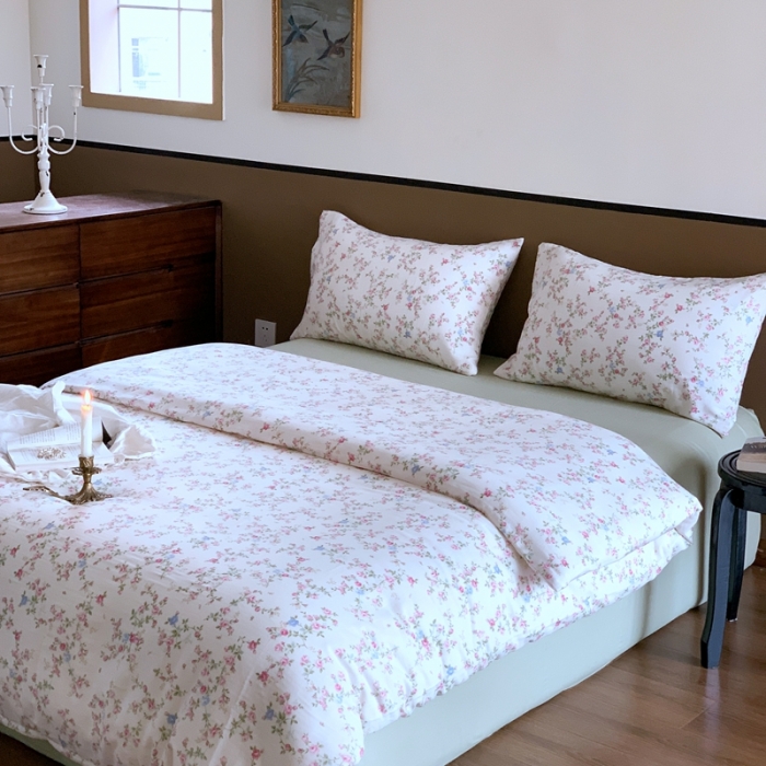 91家纺网 家纺一手货源 找家纺 源启生活 新原创A类双层纱布全棉印花四件套纯棉三件套 春意