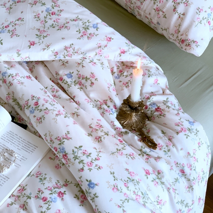 91家纺网 家纺一手货源 找家纺 源启生活 新原创A类双层纱布全棉印花四件套纯棉三件套 春意