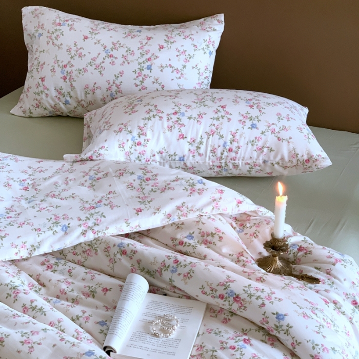 91家纺网 家纺一手货源 找家纺 源启生活 新原创A类双层纱布全棉印花四件套纯棉三件套 春意