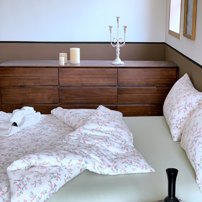 91家纺网 家纺一手货源 找家纺 源启生活 新原创A类双层纱布全棉印花四件套纯棉三件套 春意