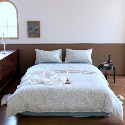 91家纺网 家纺一手货源 找家纺 源启生活 新原创A类双层纱布全棉印花四件套纯棉三件套 森林物语