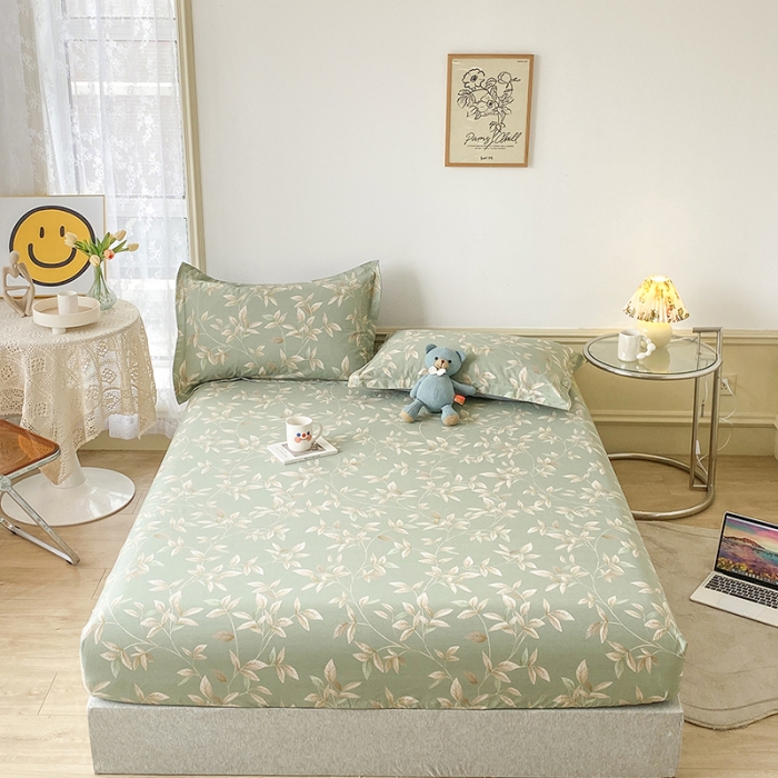 91家纺网 家纺一手货源 找家纺 元元被芯 2023全棉床笠13372 微光-绿