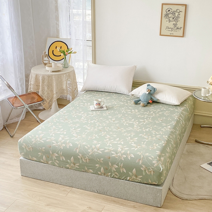 91家纺网 家纺一手货源 找家纺 元元被芯 2023全棉床笠13372 微光-绿