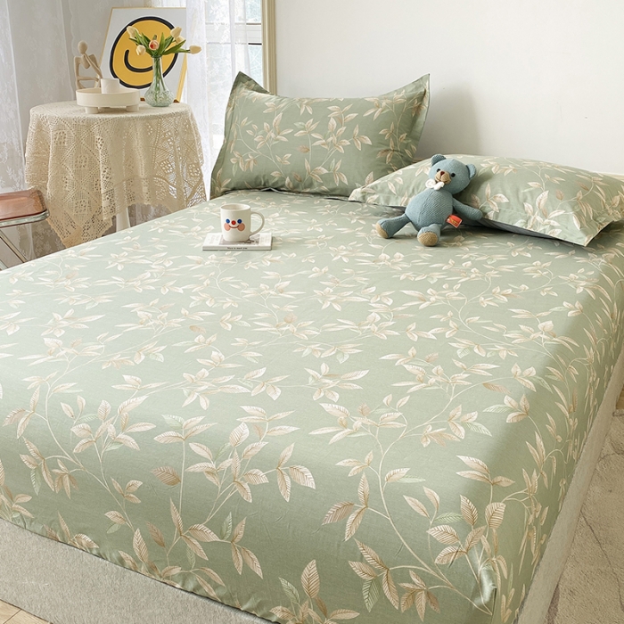 91家纺网 家纺一手货源 找家纺 元元被芯 2023全棉床笠13372 微光-绿