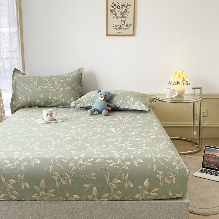 91家纺网 家纺一手货源 找家纺 元元被芯 2023全棉床笠13372 微光-绿