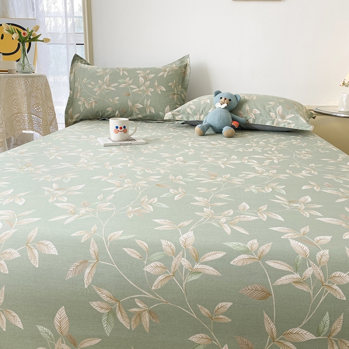 91家纺网 家纺一手货源 找家纺 元元被芯 2023全棉床笠13372 微光-绿