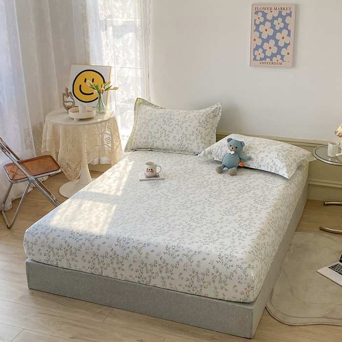 91家纺网 家纺一手货源 找家纺 元元被芯 2023全棉床笠13372 雪莉-绿