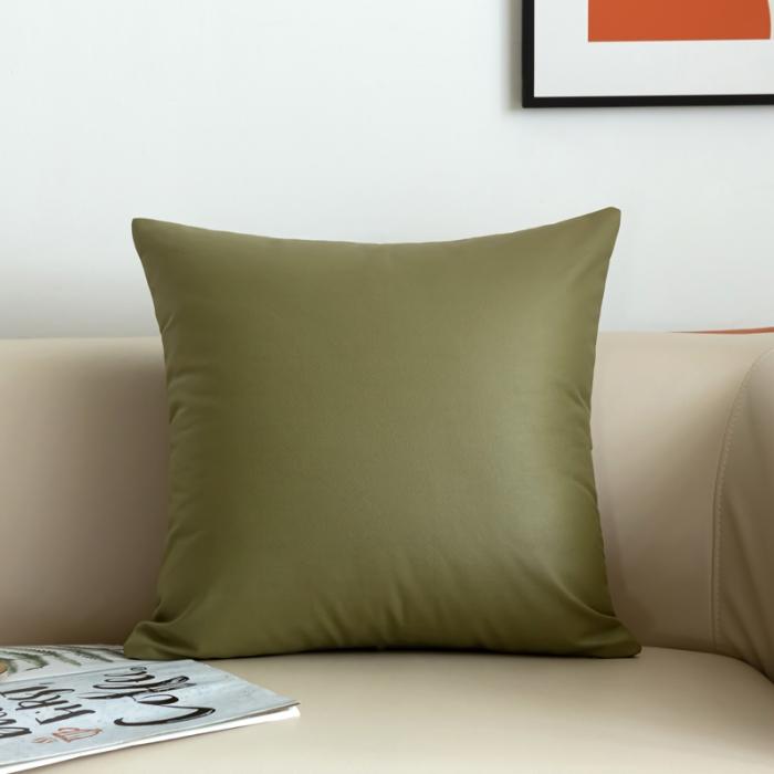 91家纺网 家纺一手货源 找家纺 新款纯色双面科技布仿真皮沙发抱枕靠垫