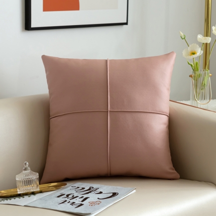 91家纺网 家纺一手货源 找家纺 新款纯色双面科技布仿真皮沙发抱枕靠垫