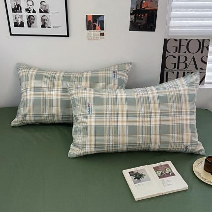 金丝鸟 2023新款全棉斜纹13370枕套 微米格