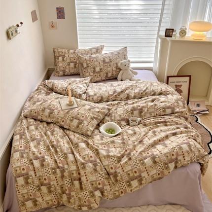 91家纺网 家纺一手货源 找家纺 棉眠 2023新款万神殿全棉系列四件套 奶油熊